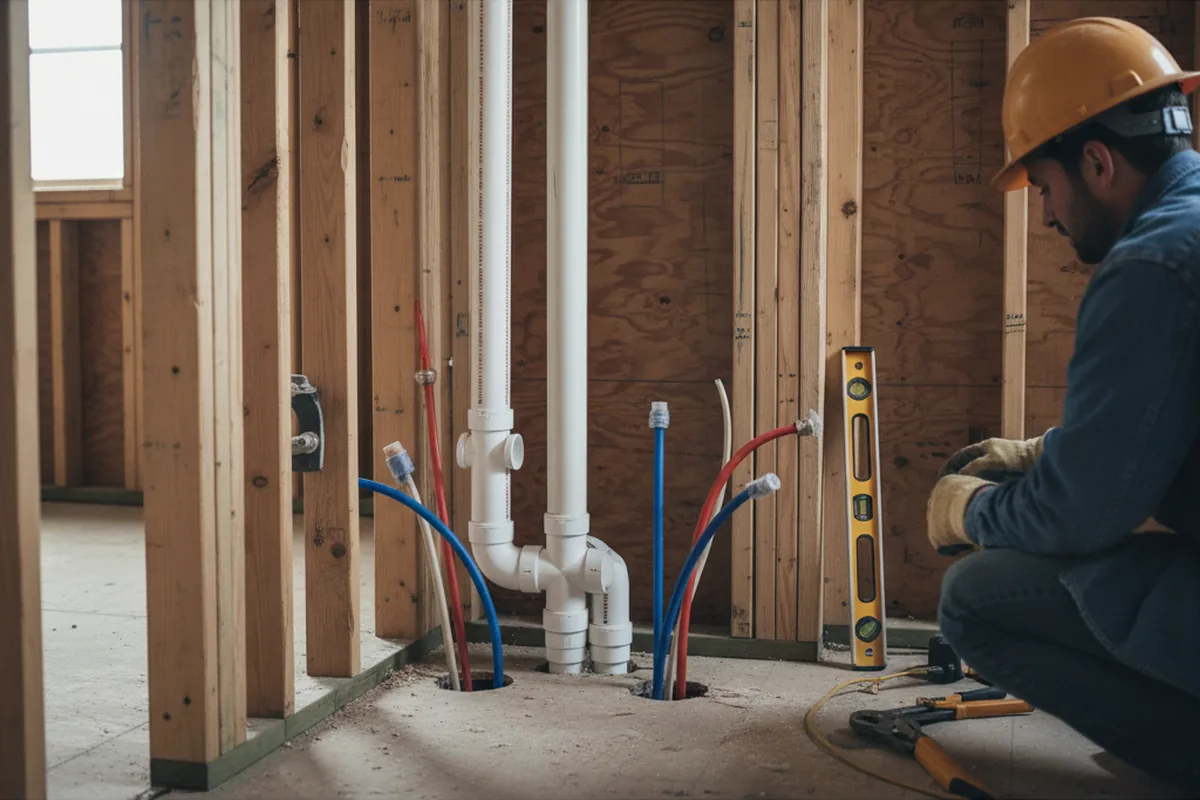 Drain and supply rough-in during Leak Detection in Turtle Creek